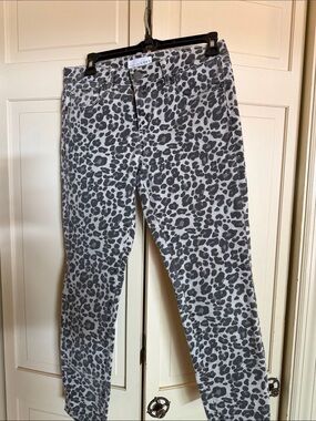 LOFT Gray Leopard Print Skinny Jeans